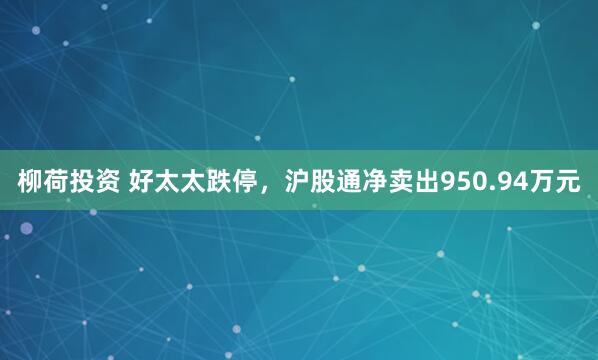 柳荷投资 好太太跌停，沪股通净卖出950.94万元
