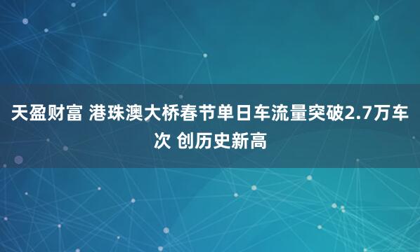 天盈财富 港珠澳大桥春节单日车流量突破2.7万车次 创历史新高